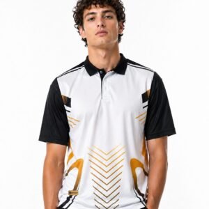 white jersey with arrow pattern